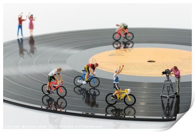 competition of toys puppet figures on music record Print by Chris Willemsen