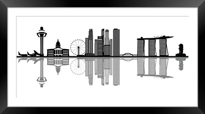 singapore city skyline Framed Mounted Print by Chris Willemsen