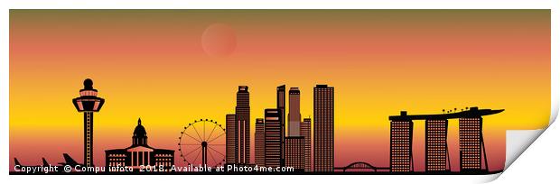 Singapore skyline by  evening light Print by Chris Willemsen