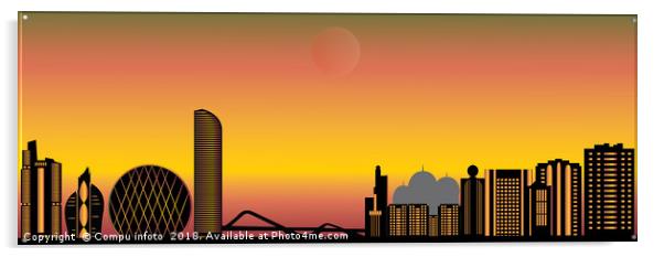 abu dhabi city skyline by evening light Acrylic by Chris Willemsen