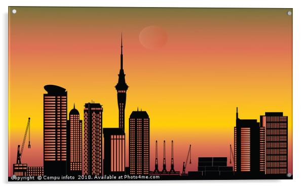 Auckland city skyline sunset Acrylic by Chris Willemsen
