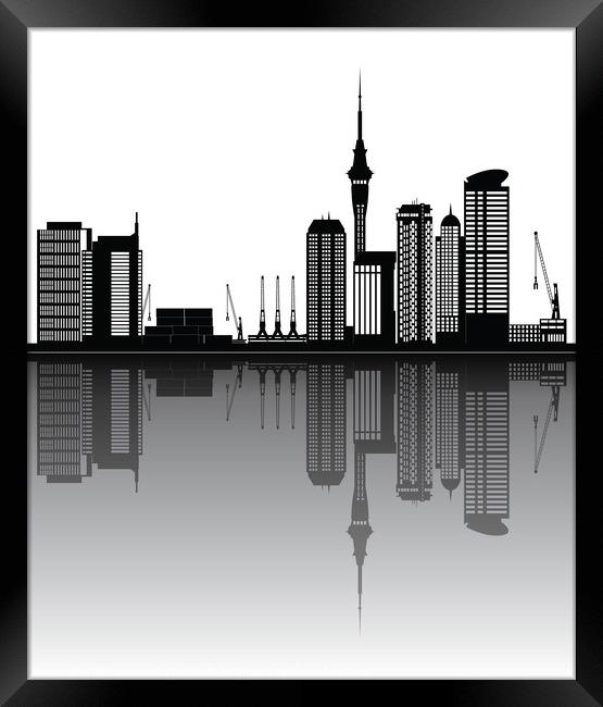 Auckland city skyline reflect Framed Print by Chris Willemsen
