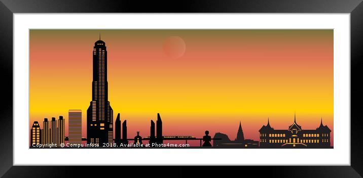 bangkok city skyline Framed Mounted Print by Chris Willemsen