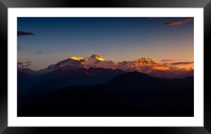 Shining Mount Annapurna Framed Mounted Print by Ambir Tolang