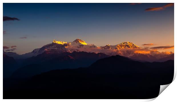 Shining Mount Annapurna Print by Ambir Tolang