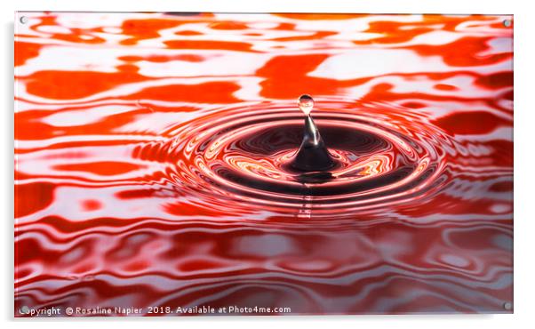 Water droplet on orange rippled background Acrylic by Rosaline Napier