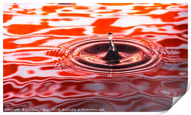 Water droplet on orange rippled background Print by Rosaline Napier