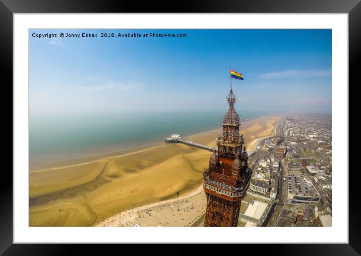 The Beautiful Blackpool Tower, beach from the air Framed Mounted Print by Jonny Essex