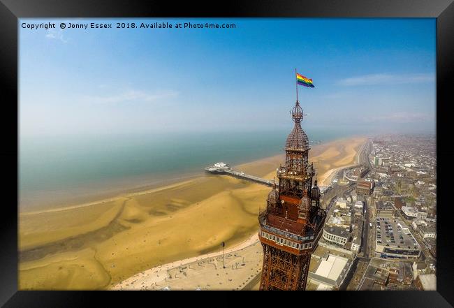 The Beautiful Blackpool Tower, beach from the air Framed Print by Jonny Essex