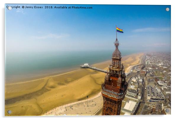 The Beautiful Blackpool Tower, beach from the air Acrylic by Jonny Essex