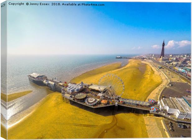 Blackpool Pleasure Beach and Tower, Aerial View Canvas Print by Jonny Essex