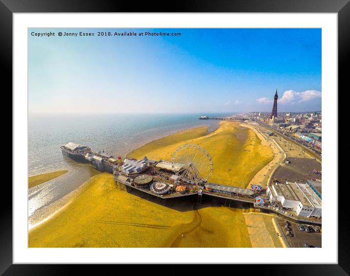 Blackpool Pleasure Beach and Tower, Aerial View Framed Mounted Print by Jonny Essex