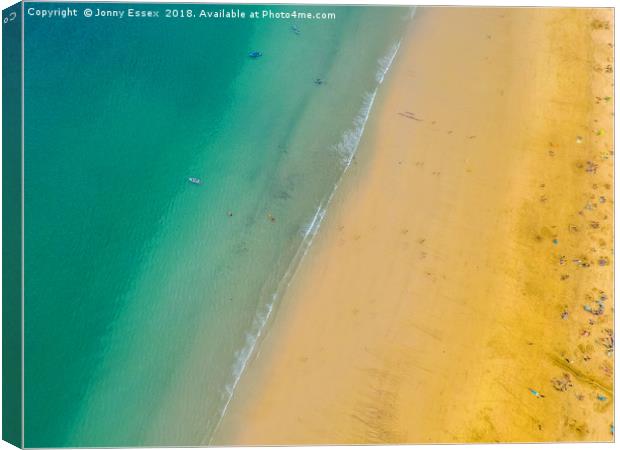 Aerial view of St Ives, Carbis Bay, Cornwall No4 Canvas Print by Jonny Essex