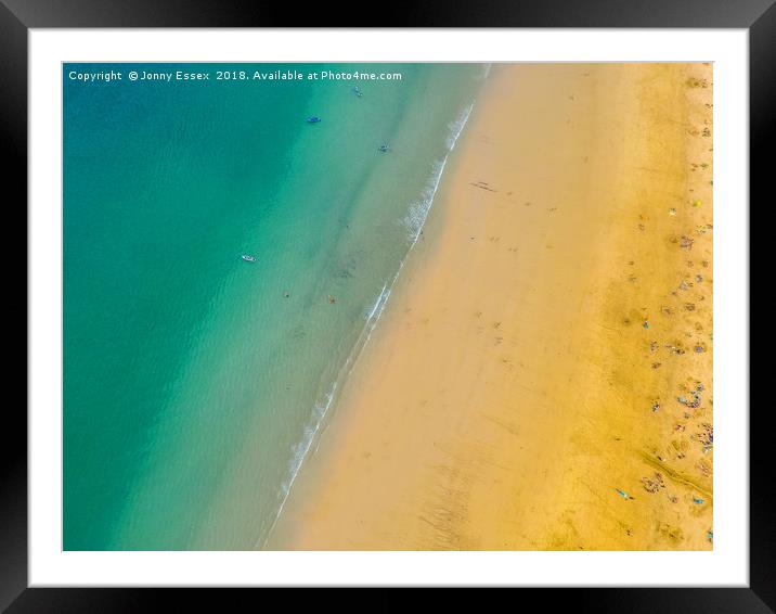 Aerial view of St Ives, Carbis Bay, Cornwall No4 Framed Mounted Print by Jonny Essex