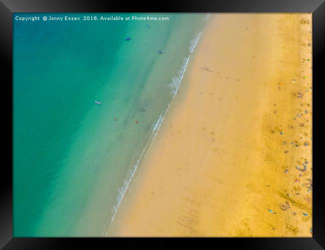 Aerial view of St Ives, Carbis Bay, Cornwall No4 Framed Print by Jonny Essex