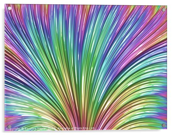 Pastel rainbow fan fractal abstract Acrylic by Rosaline Napier