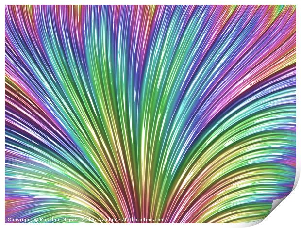 Pastel rainbow fan fractal abstract Print by Rosaline Napier