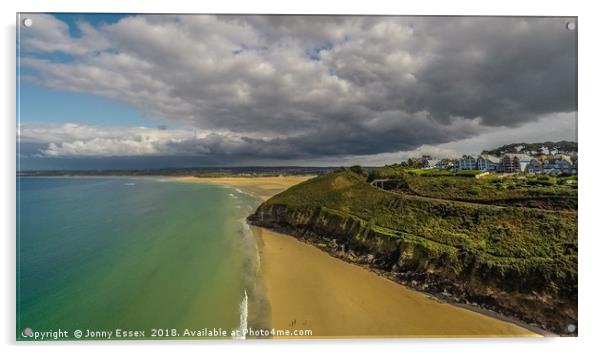 Aerial photo of Carbis bay in the stunning St Ives Acrylic by Jonny Essex