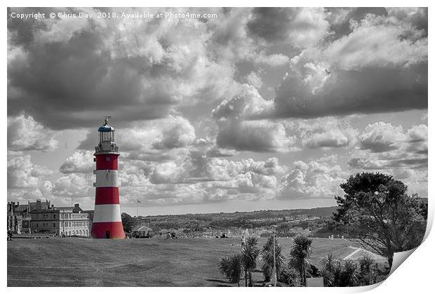 Plymouth Hoe and Smeatons Tower  Print by Chris Day