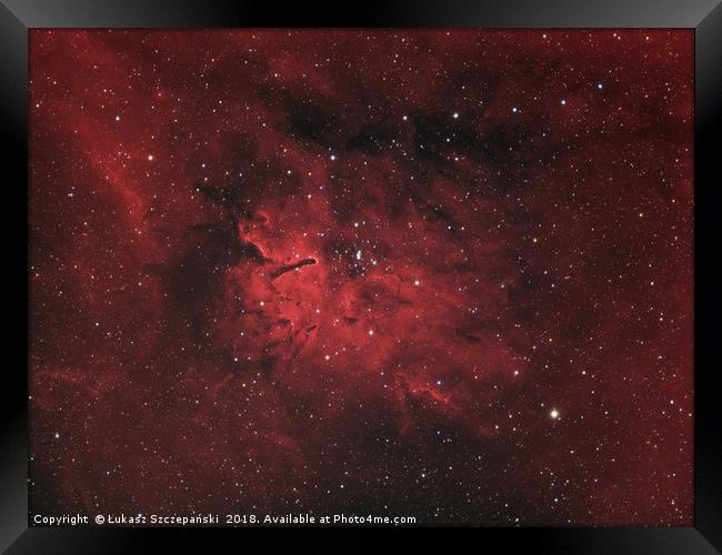 Emission nebula Sh2-86 and star open cluster NGC 6 Framed Print by Łukasz Szczepański