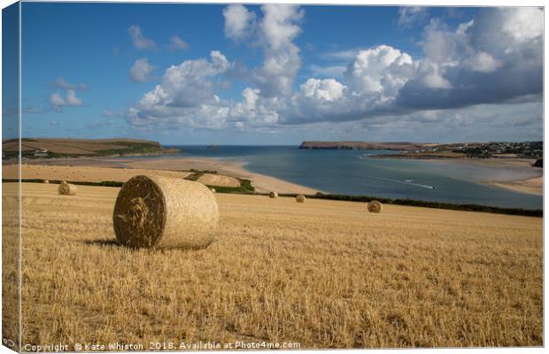 Harvest Time Overlooking The Camel Estuary Canvas Print by Kate Whiston