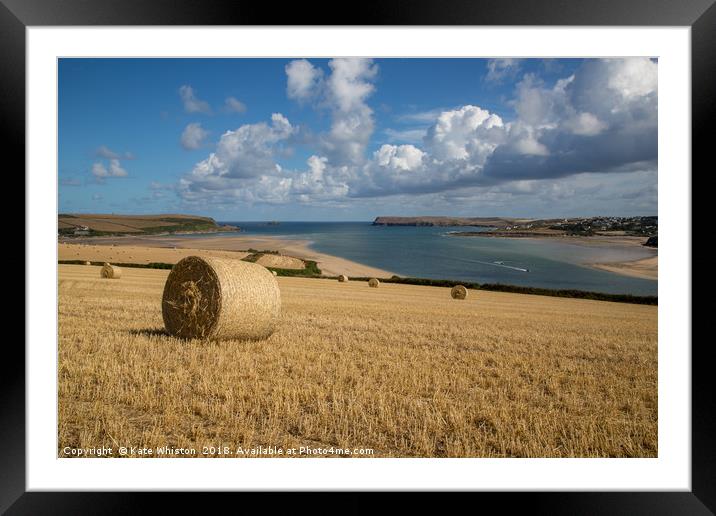 Harvest Time Overlooking The Camel Estuary Framed Mounted Print by Kate Whiston