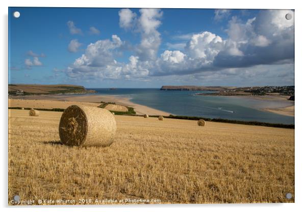 Harvest Time Overlooking The Camel Estuary Acrylic by Kate Whiston
