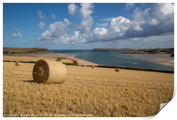 Harvest Time Overlooking The Camel Estuary Print by Kate Whiston