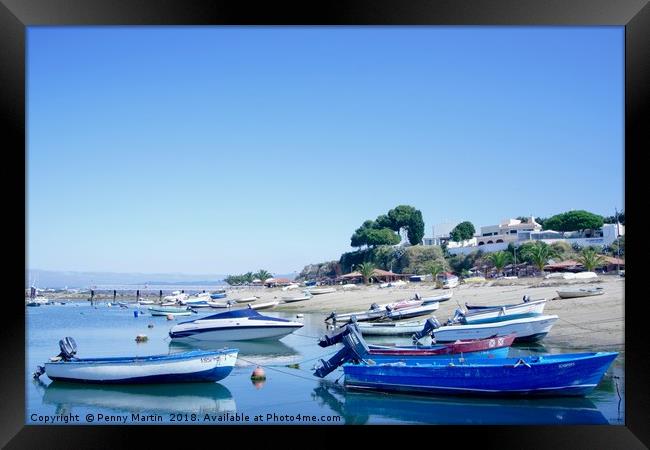 Fishing Boats in Alvor, Portugal Framed Print by Penny Martin