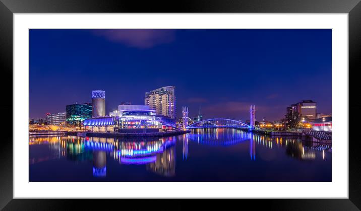 Media City Blue Hour Framed Mounted Print by Steven Purcell