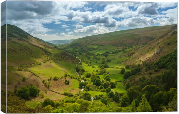 View down valley from top of Pistyll Rhaeadr Canvas Print by Steve Heap