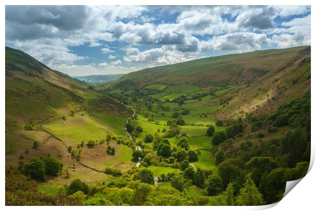 View down valley from top of Pistyll Rhaeadr Print by Steve Heap