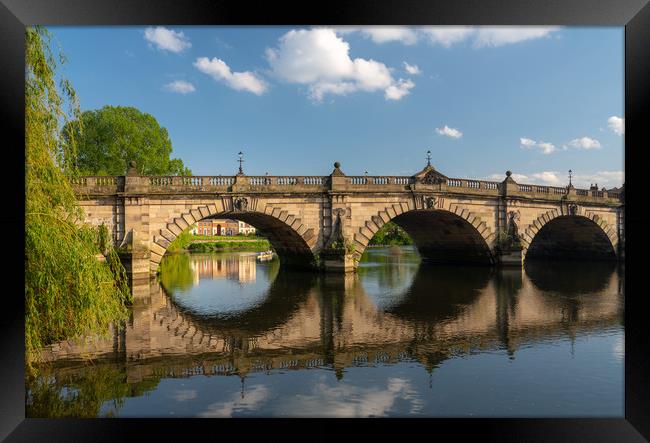 View over the River Severn of English Bridge in Sh Framed Print by Steve Heap