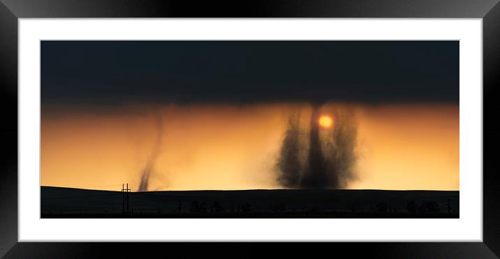 Landspout sunset, Colorado Framed Mounted Print by John Finney