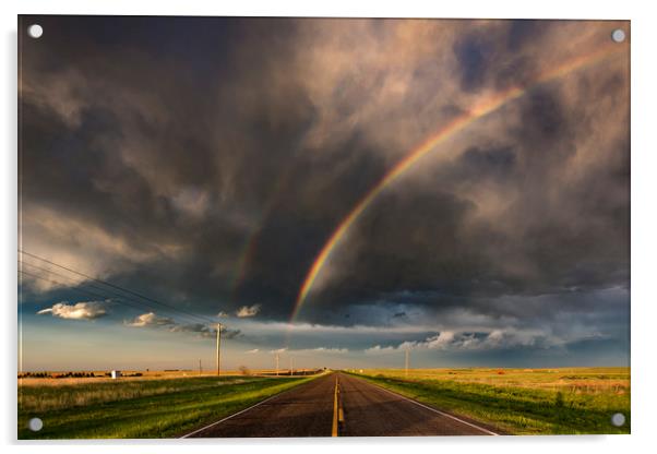 Double rainbow sunset, Colorado Acrylic by John Finney