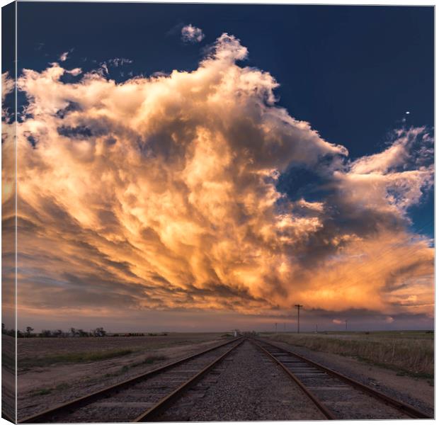 Railroad sunset, Colorado Canvas Print by John Finney
