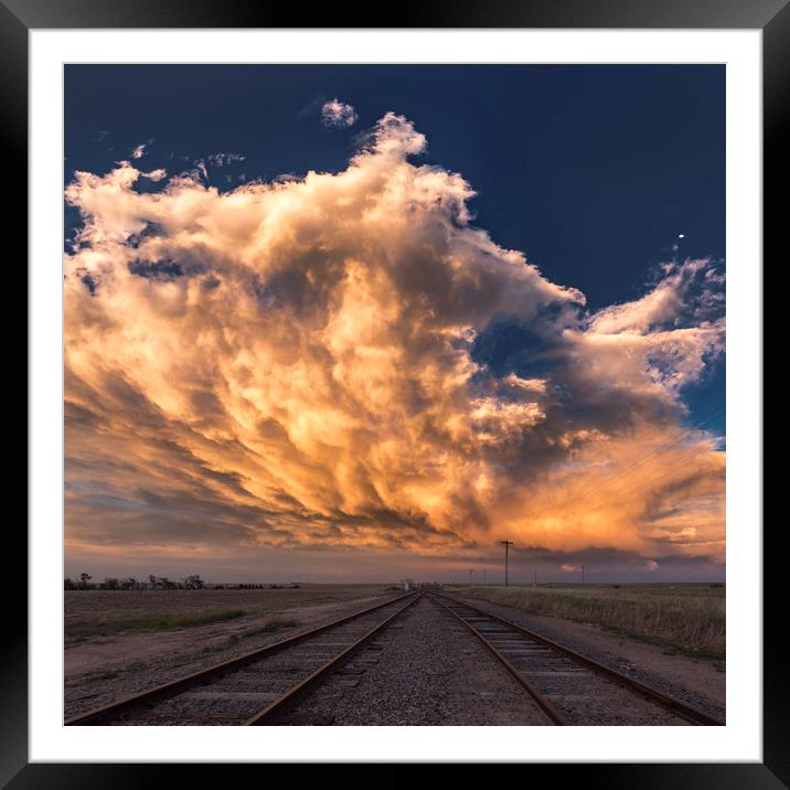 Railroad sunset, Colorado Framed Mounted Print by John Finney