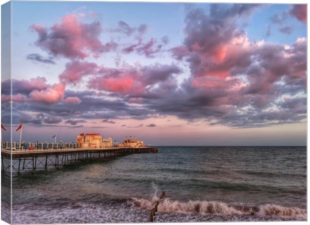 Sunset over Worthing pier Canvas Print by Carolyn Brown-Felpts