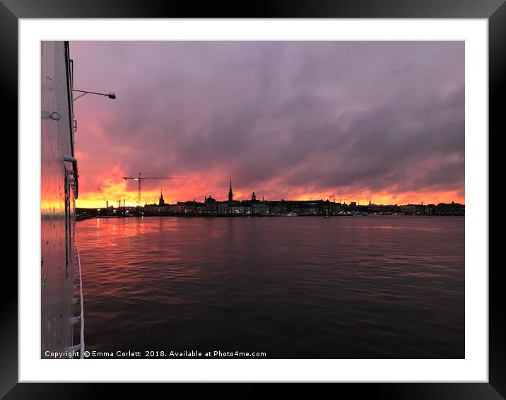 Stormy Stockholm Sunset Framed Mounted Print by Emma Corlett