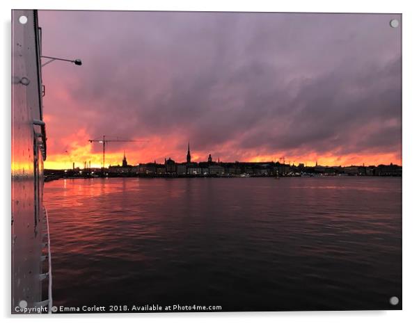 Stormy Stockholm Sunset Acrylic by Emma Corlett