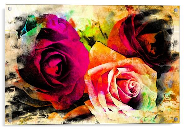   Three Roses                              Acrylic by David Mccandlish