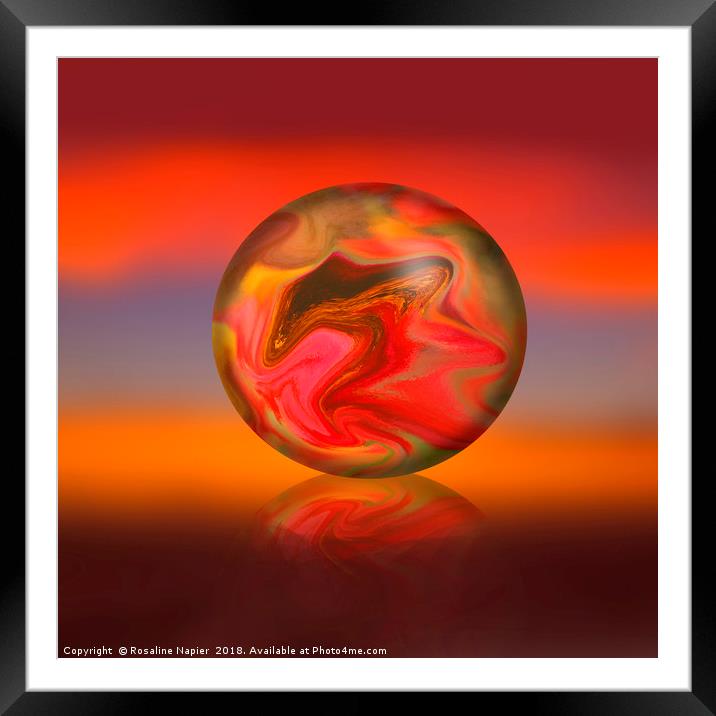 Sunset sky background with digital sphere Framed Mounted Print by Rosaline Napier