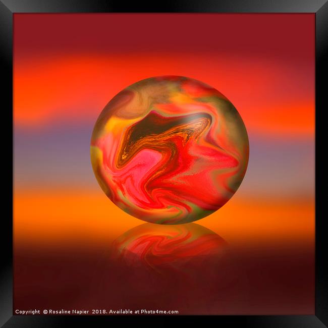 Sunset sky background with digital sphere Framed Print by Rosaline Napier