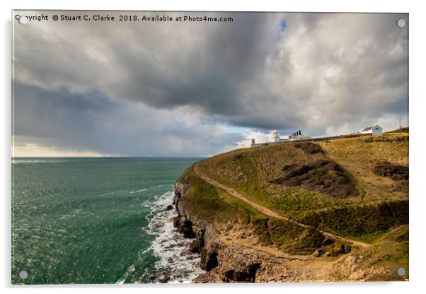 Anvil Point Lighthouse Acrylic by Stuart C Clarke