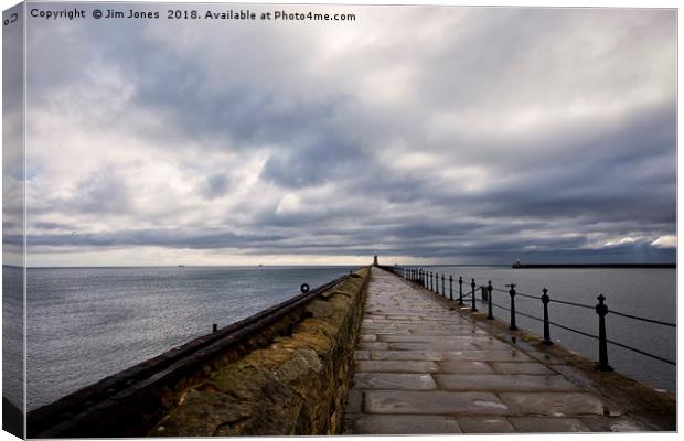 Tynemouth pier in perspective Canvas Print by Jim Jones