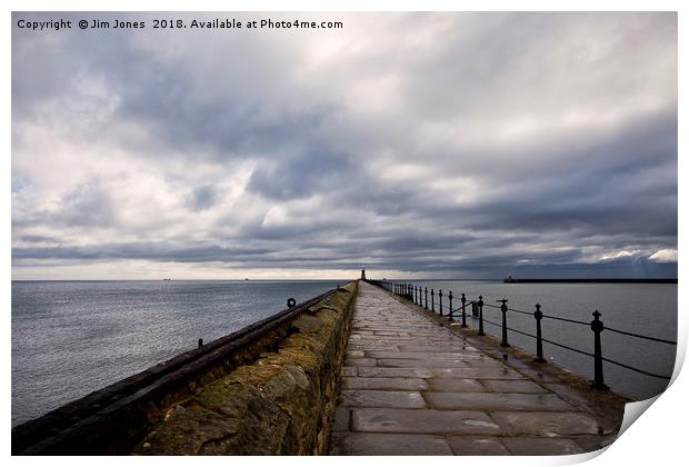 Tynemouth pier in perspective Print by Jim Jones