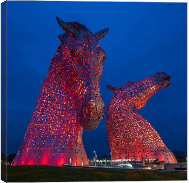 The Kelpies in Helix Park Falkirk Canvas Print by George Robertson