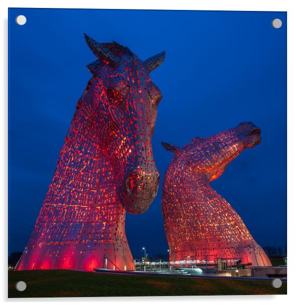 The Kelpies in Helix Park Falkirk Acrylic by George Robertson