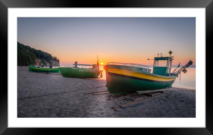 Fishing boats at Sunrise Framed Mounted Print by Daniel Farrington