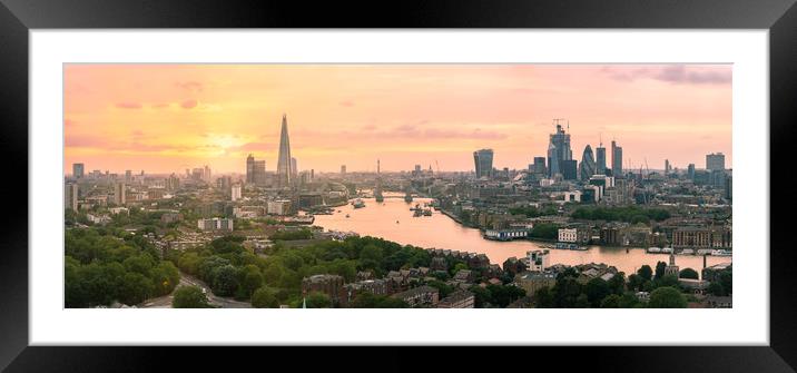 London Skyline at Sunset. Framed Mounted Print by Daniel Farrington
